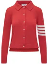 Thom Browne Red Cotton 4-bar Cardigan In 红色