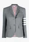 Thom Browne 4-bar Stripes Single-breasted Wool Blazer In Gray