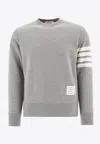 Thom Browne Classic Sweatshirt In Classic Loopback With Engineered 4 Bar In Gray