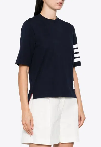 Thom Browne Striped Sleeve Crew Neck Cotton T-shirt In Black