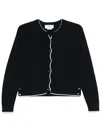 Thom Browne Textured Stitch Virgin Wool Crewneck Cardigan In Blue