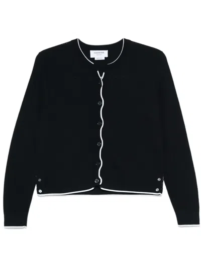 THOM BROWNE 4 BAR STRIPES TEXTURED CARDIGAN