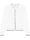 Thom Browne 4 Bar Stripes Textured Cardigan In White