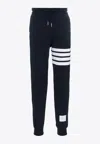 Thom Browne Tapered Striped Loopback Cotton-jersey Sweatpants In Navy