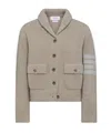 Thom Browne 4 Bar Stripes Tuck Ribbed Bomber Jacket In Gray