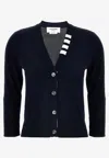Thom Browne Striped V-neck Knitwear Cardigan In Black