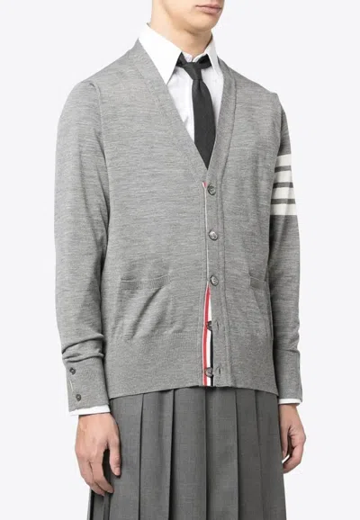 THOM BROWNE 4-BAR STRIPES V-NECK CARDIGAN