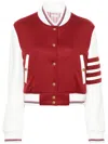 Thom Browne 4-bar Crop Varsity Jacket In Red
