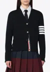 Thom Browne 4-bar Stripes Wool Cardigan In Black