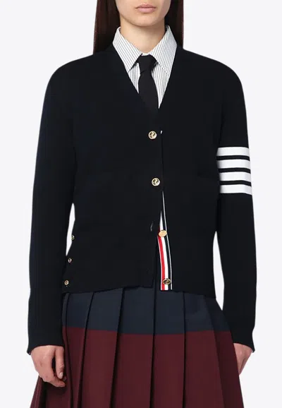 Thom Browne 4-bar Stripes Wool Cardigan In Black