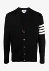 Thom Browne Classic V-neck Cardigan In Fine Merino Wool With 4bar Stripes Clothing In Black