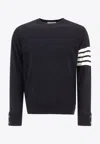 Thom Browne 4-bar Stripes Wool Sweater In Blue