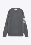 Thom Browne 4-bar Stripes Wool Sweater In Gray