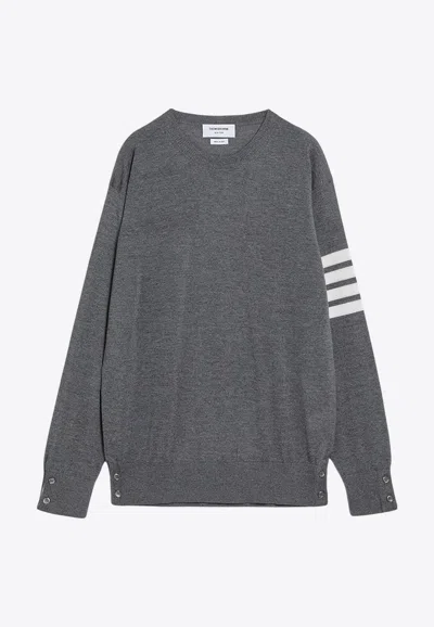 Thom Browne 4-bar Stripes Wool Sweater In Gray