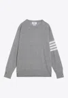 Thom Browne Merino Wool Sweater Button Detail In Gray