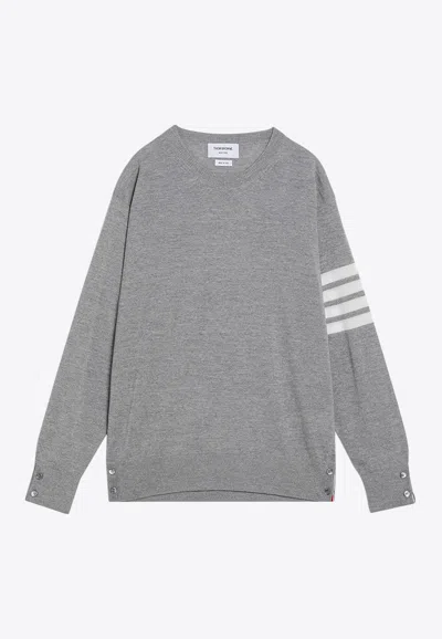 Thom Browne 4-bar Stripes Wool Sweater In Gray