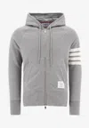 Thom Browne 4-bar Zip-up Hoodie In Grey