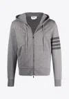 Thom Browne Tonal 4 Bar Cotton Sweatshirt Hoodie In Gray