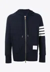 Thom Browne Slim-fit Striped Loopback Cotton-jersey Zip-up Hoodie In Navy