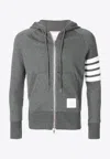Thom Browne 4-bar Zip-up Hoodie In Classic Loopback In Gray