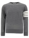 Thom Browne L Crewneck Sweater With 4 Bar Inlay In Grey
