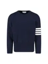 Thom Browne 4-bar Stripes Wool Sweater In Blue