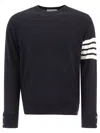 Thom Browne Stripe Sleeve Sweatshirt In Blue
