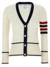 Thom Browne 4 Bar Sweater, Cardigans White