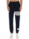 Thom Browne Pantalone Jogging Con Stampa 4bar Stripe In Blue