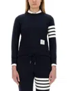 Thom Browne Pullover Sweatshirt With Engineered 4 Bar In Classic Loopback Clothing In Blue