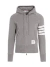 Thom Browne Mens Light Grey Striped Brand-patch Cotton-jersey Hoody