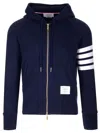 Thom Browne 4-bar Zip-up Hoodie In Blue