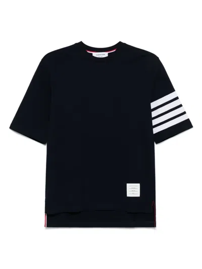 Thom Browne 4bar Stripe T-shirt Asymmetric Hem In Black