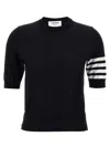 Thom Browne Ribbed Hem Crewneck Short Sleeves Striped Sleeve
