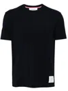 Thom Browne Wool Crew Neck T-shirt With Stripe Detail In Blue