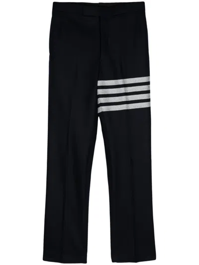 THOM BROWNE BLUE 4-BAR TAPERED-LEG TROUSERS