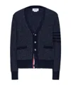 Thom Browne 4-bar Textured-knit Cardigan In Blue