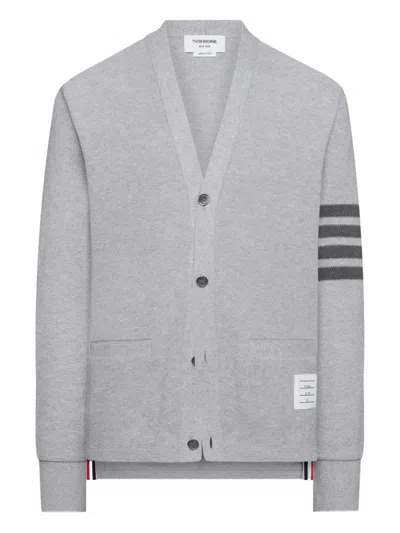Thom Browne 4-bar Textured-pique Cardigan In Gray