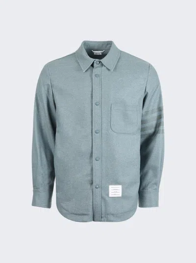 Thom Browne 4-bar Tonal Snap Front Shirt In Dark Blue