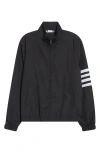 Thom Browne Jacket High Collar Elastic Cuffs Stripe Sleeves In Black