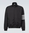 Thom Browne Jacket High Collar Elastic Cuffs Stripe Sleeves In Black