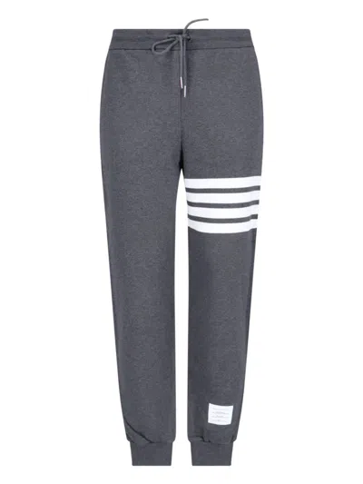 Thom Browne Straight Leg Trousers Drawstring Waist In Gray