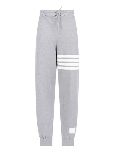 Thom Browne 4-bar Knitted Track Pants In Grey