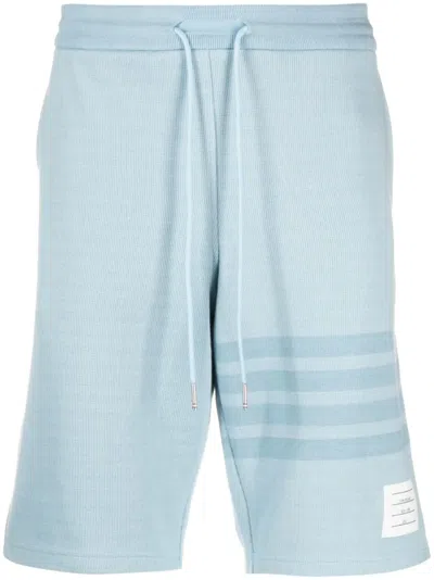 Thom Browne 4-bar Double Face Knit Sweatshorts In Blue