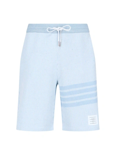 Thom Browne 4-bar Track Shorts In Light Blue