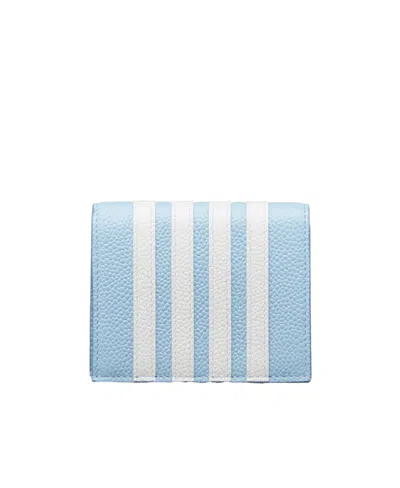 Thom Browne 4-bar Tripe Embellished Cardholder In Blue