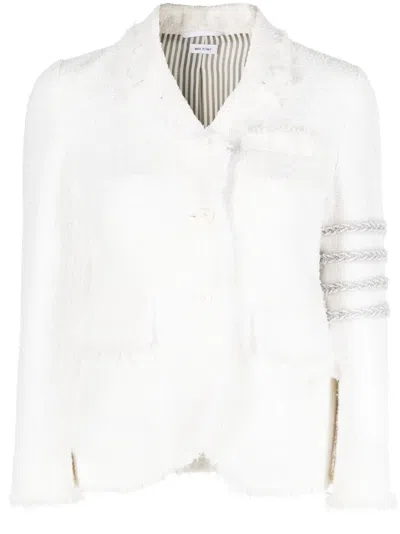 Thom Browne 4-bar Tweed Jacket In White