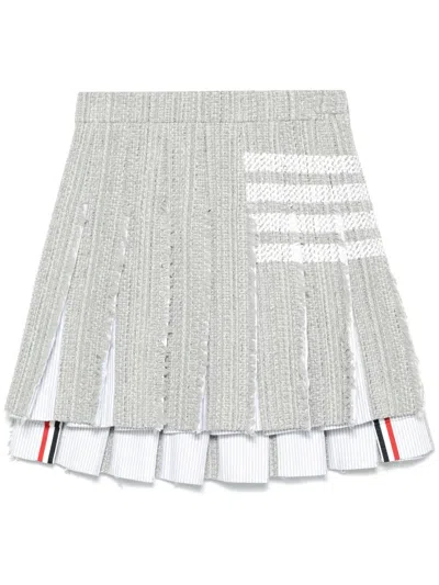 Thom Browne 4-bar Tweed Mini Skirt In Gray