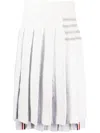 Thom Browne 4-bar Tweed Pleated Skirt In White