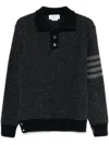 Thom Browne 4-bar Tweed Sweater In Blue